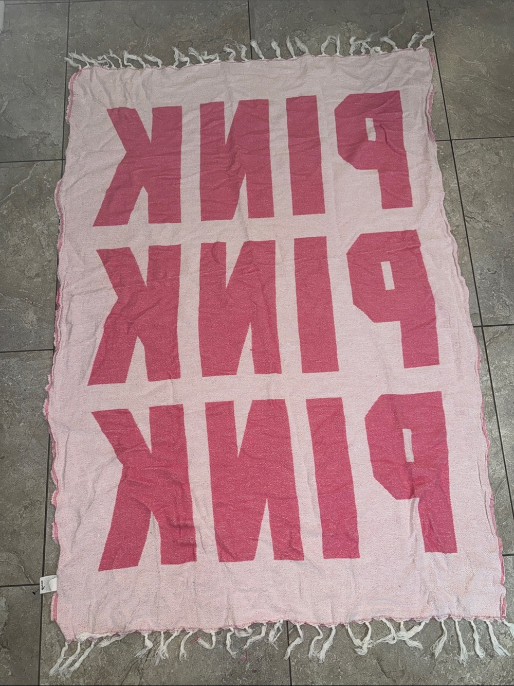 PINK Victoria's Secret Pink Two-Tone Logo Throw Blanket